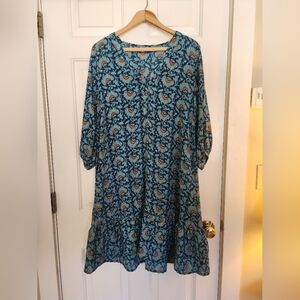 Mexicali blues Midi Dress Teal Floral Size S/m Boho Feminine